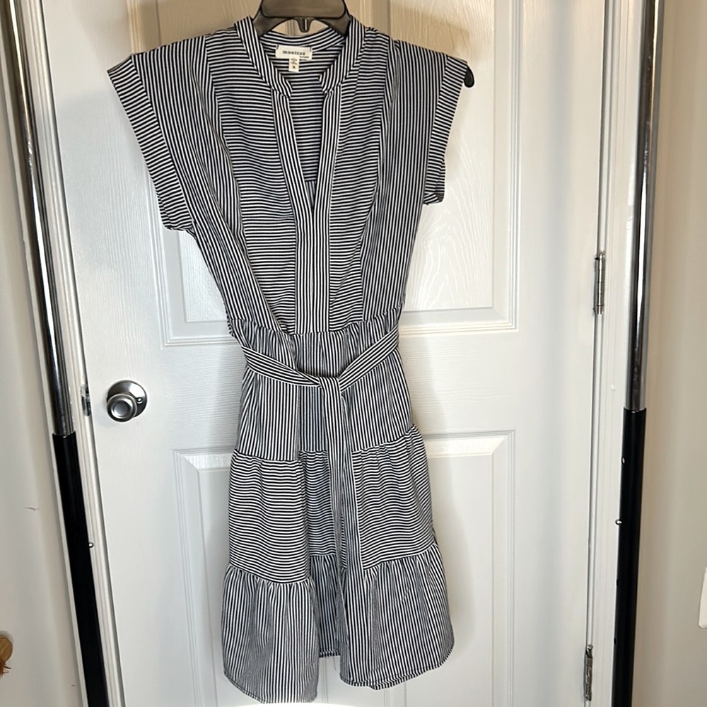 Small blue and white striped dress